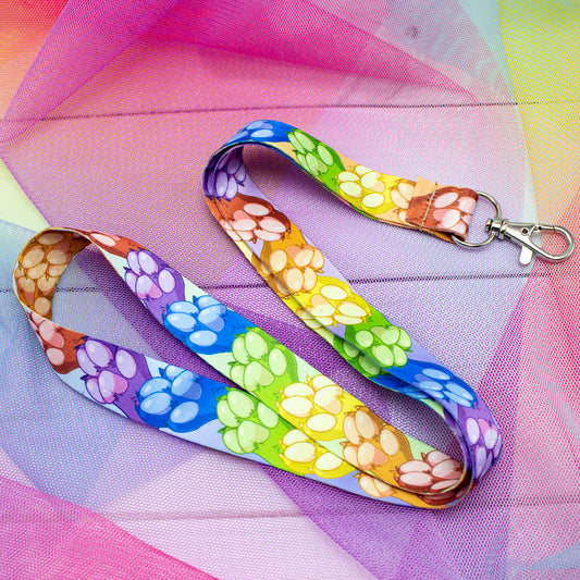 Rainbow Pride Paw Lanyard