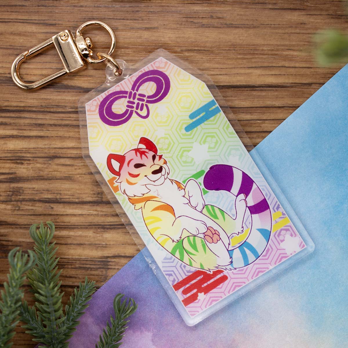 LGBTQIA+ Pride Rainbow Tiger Omamori Acrylic Charm