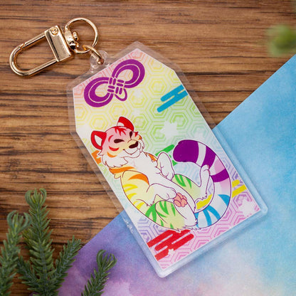 LGBTQIA+ Pride Rainbow Tiger Omamori Acrylic Charm