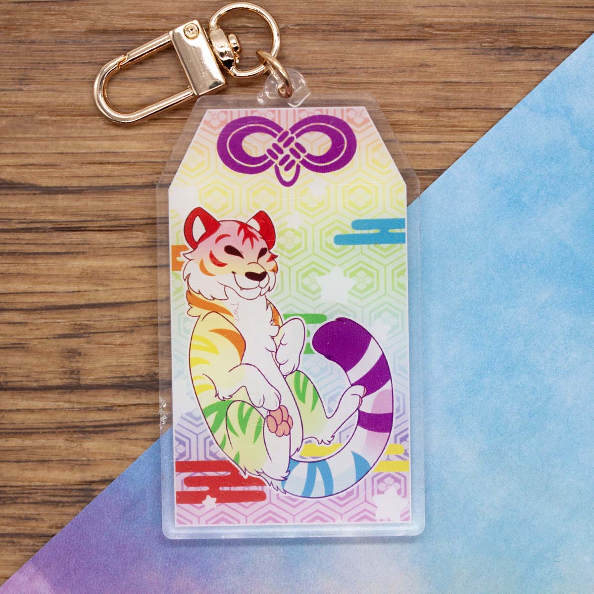 LGBTQIA+ Pride Rainbow Tiger Omamori Acrylic Charm