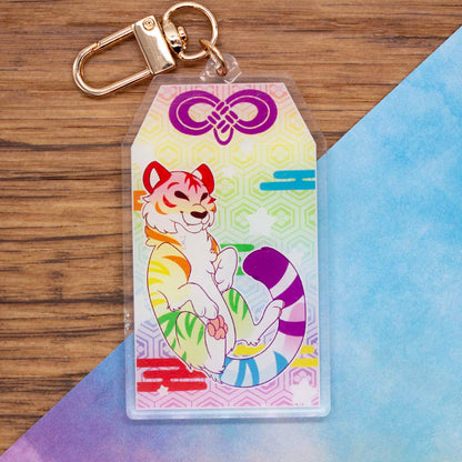 LGBTQIA+ Pride Rainbow Tiger Omamori Acrylic Charm