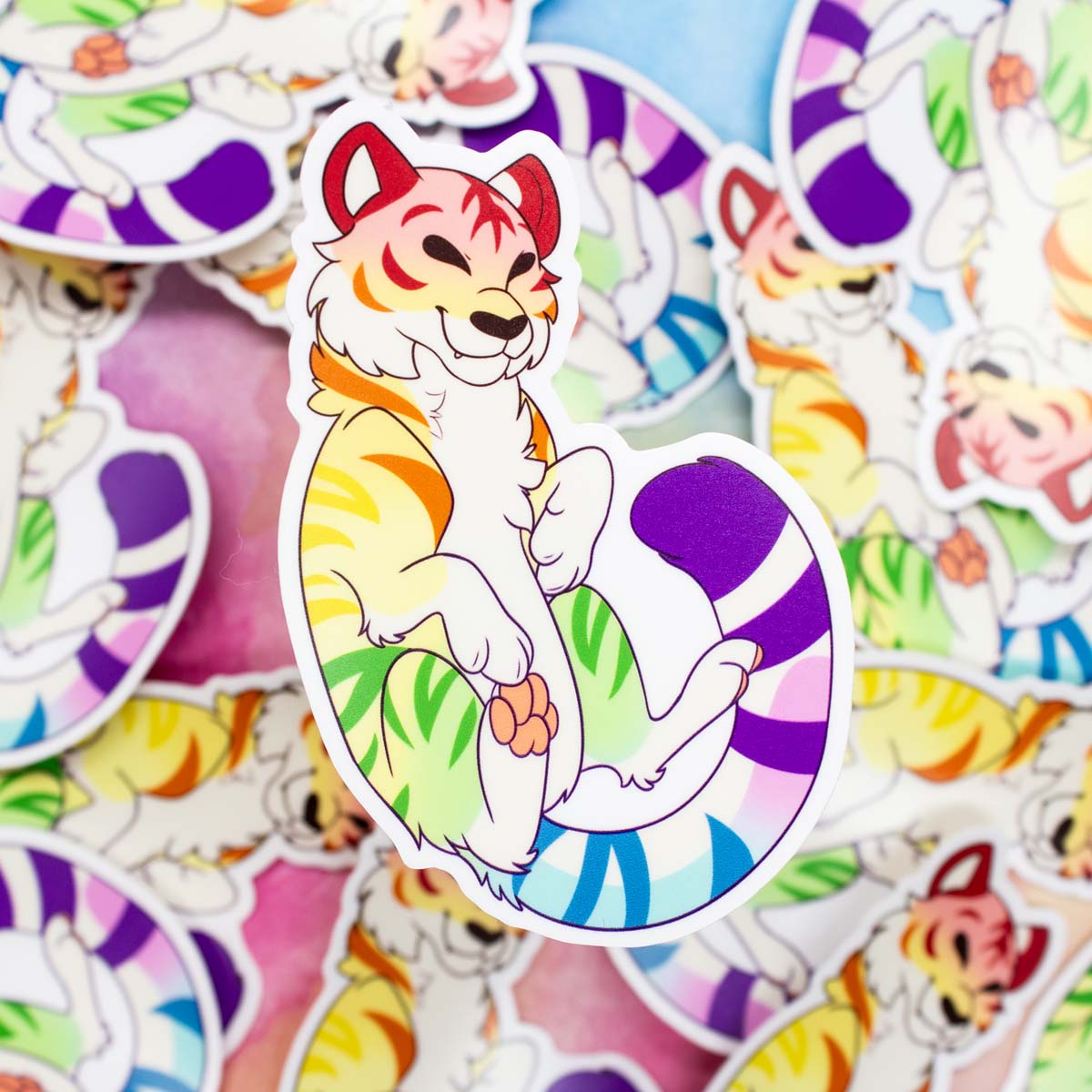 Yamato the Rainbow Tiger Vinyl Sticker