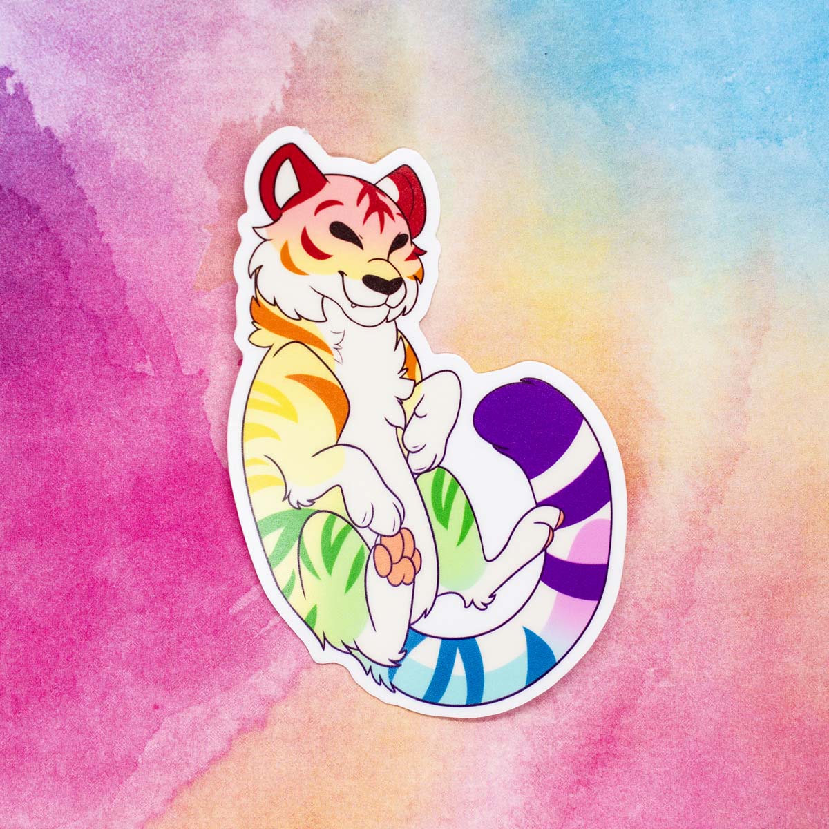 Yamato the Rainbow Tiger Vinyl Sticker