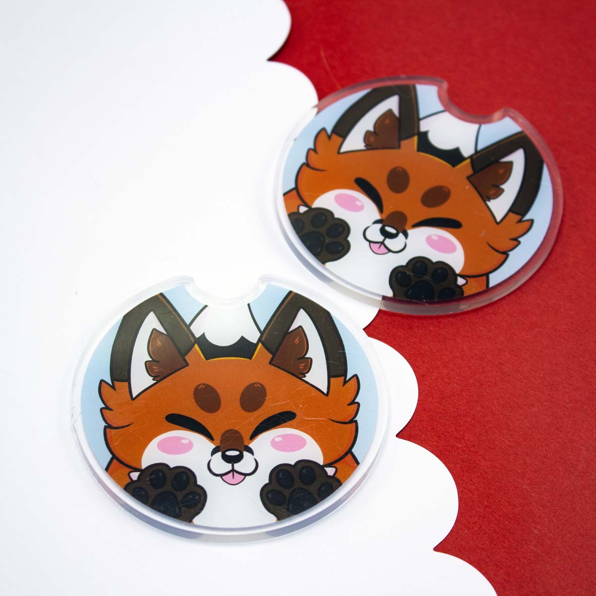 Cute Acrylic Furry Fox Car Coasters