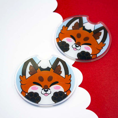Cute Acrylic Furry Fox Car Coasters