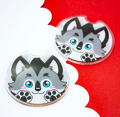 Cute Acrylic Furry Wolf Car Coasters