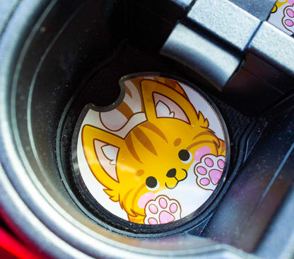 Cute Acrylic Furry Orange Cat Car Coasters