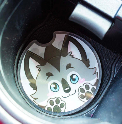 Cute Acrylic Furry Wolf Car Coasters