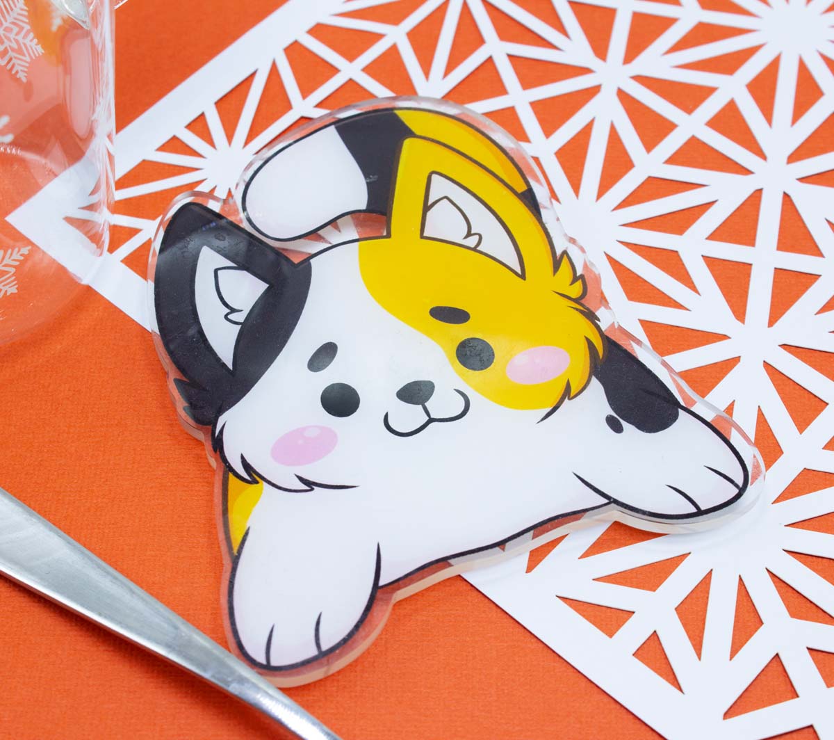 Cute Acrylic Calico Cat Coaster
