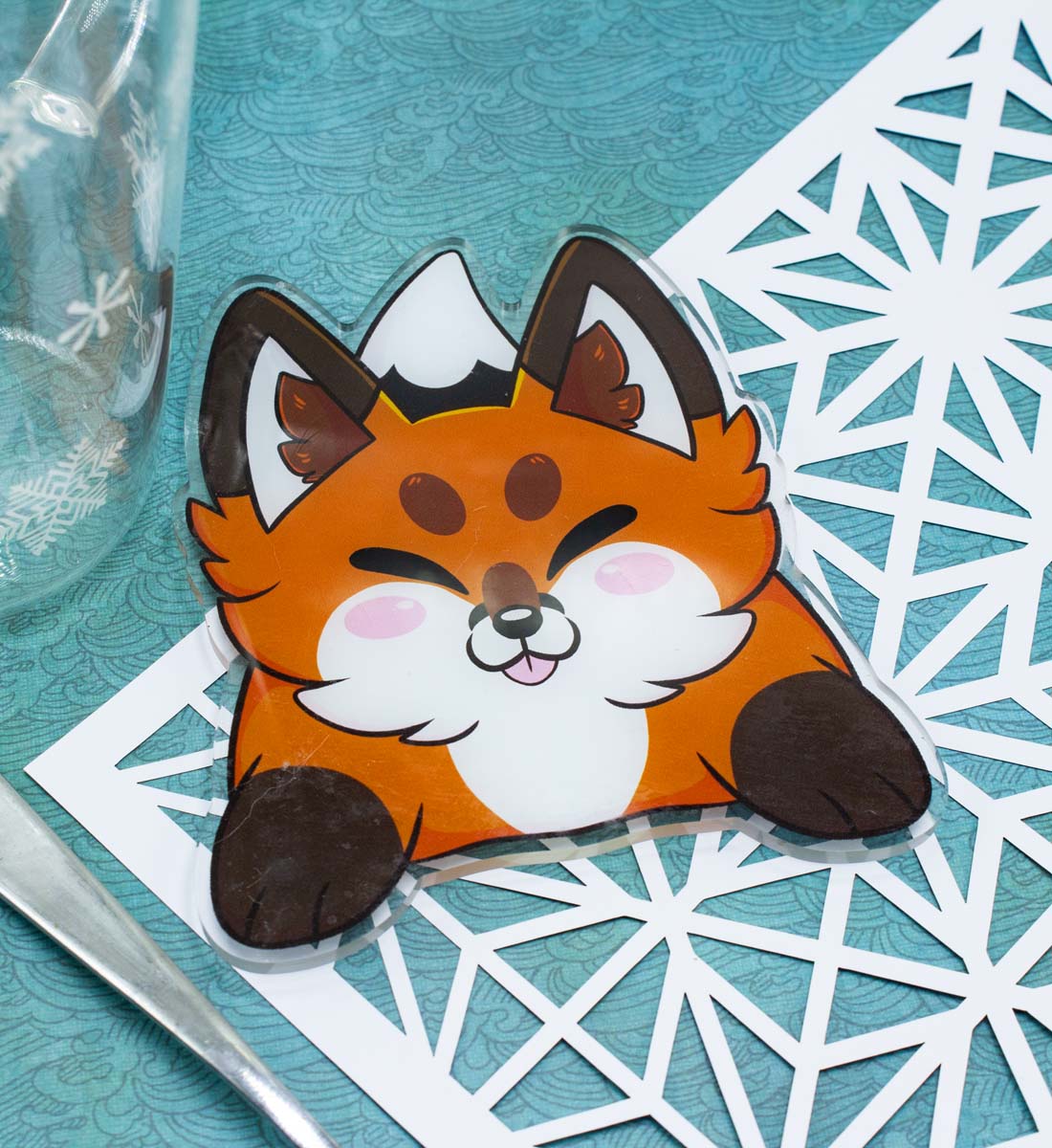 Cute Acrylic Red Fox Coaster