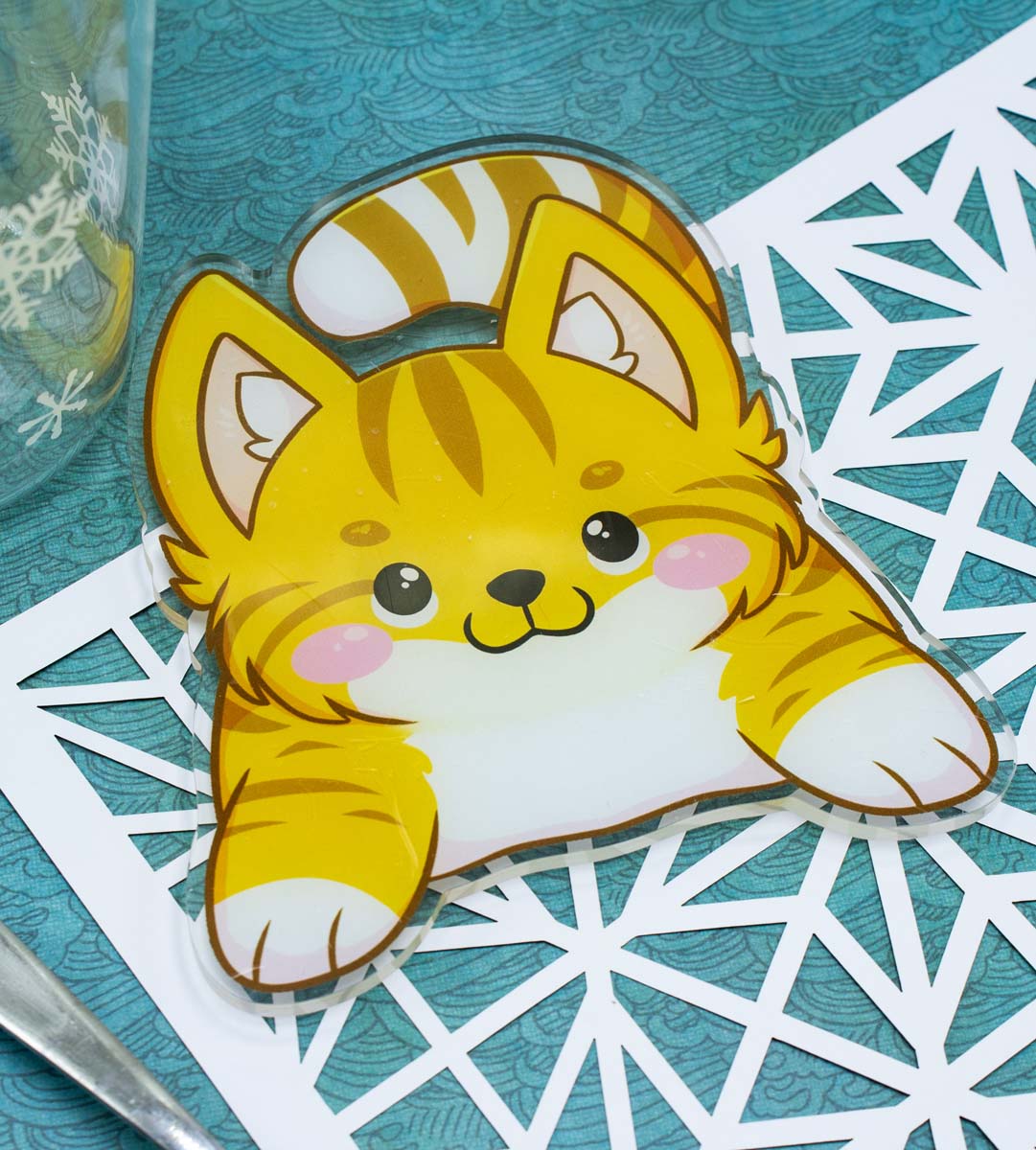 Cute Acrylic Orange Cat Coaster
