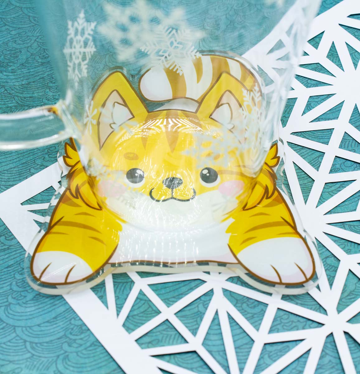 Cute Acrylic Orange Cat Coaster