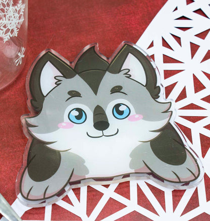 Cute Acrylic Gray Wolf Coaster