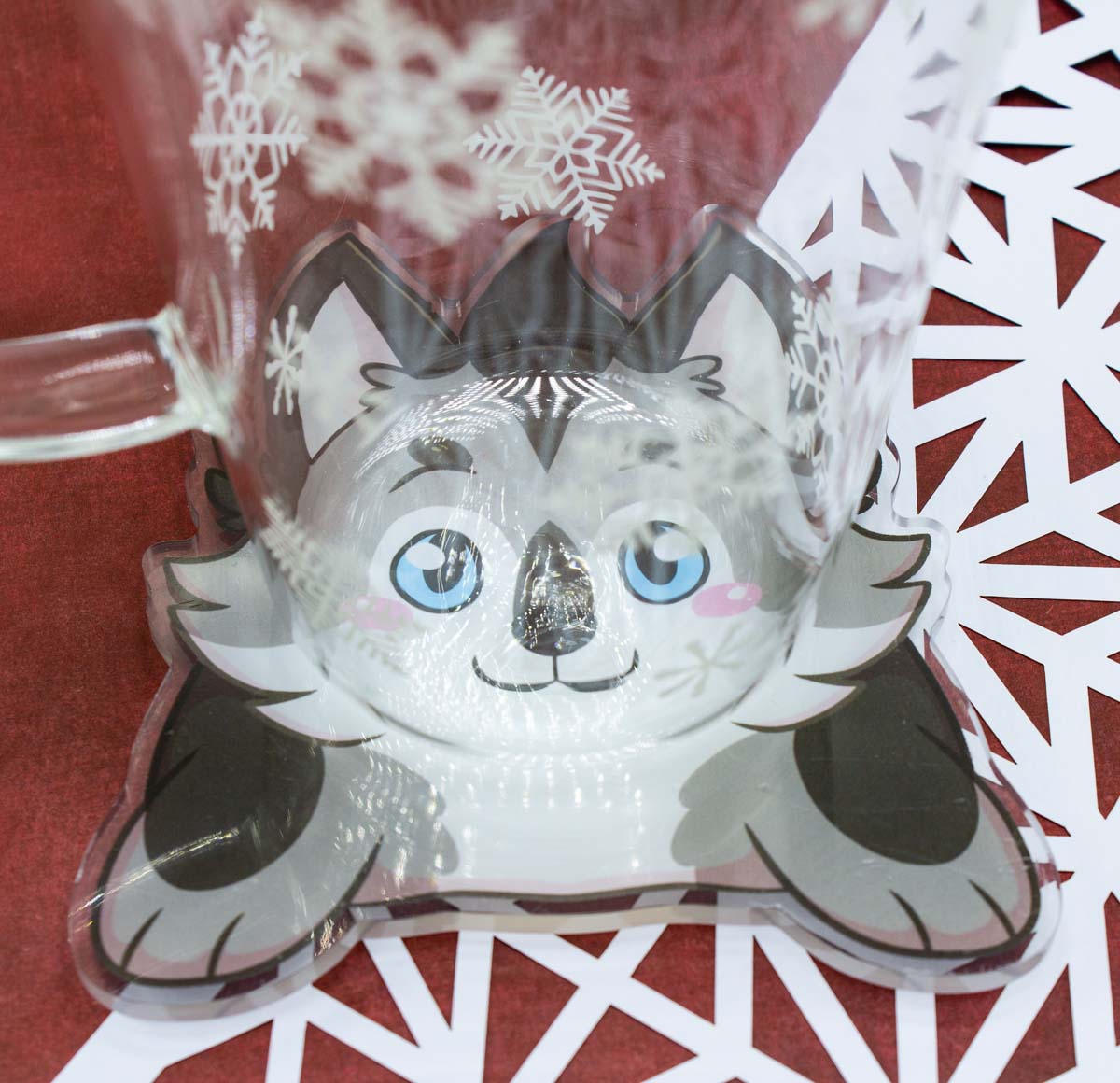 Cute Acrylic Gray Wolf Coaster