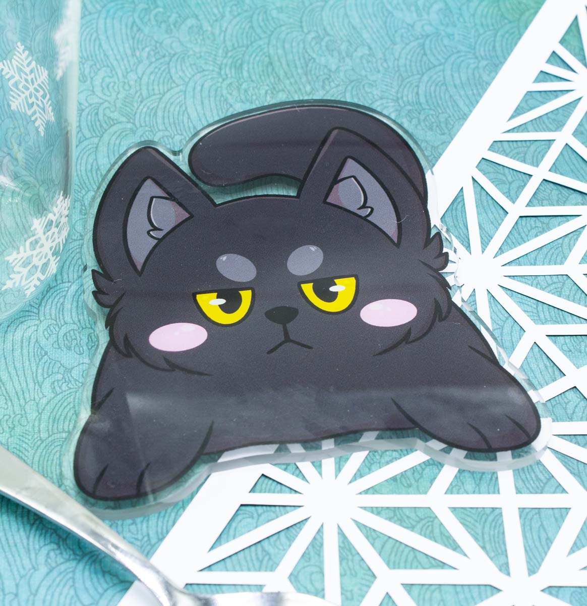 Cute Acrylic Black Cat Coaster
