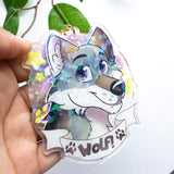 Gray Wolf Acrylic Keychain Badge