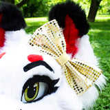 Gold Shiny Clip-On Fursuit Hair Tail Bow