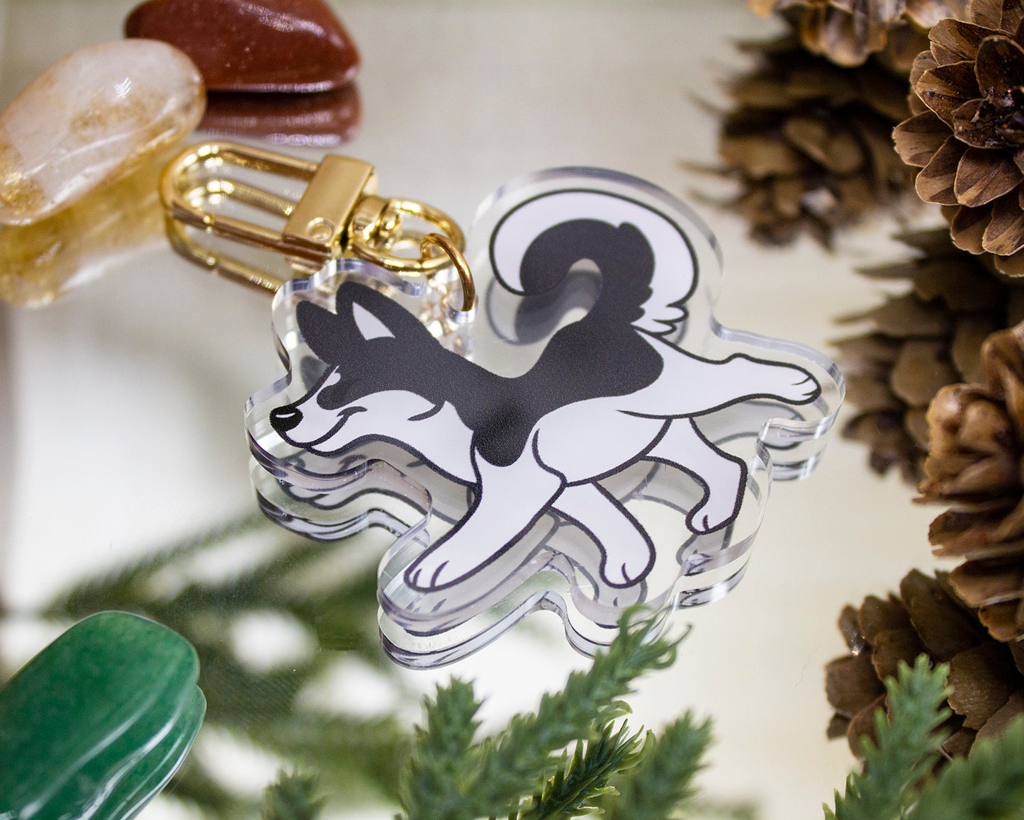 Steppy Black Husky Acrylic Keychain