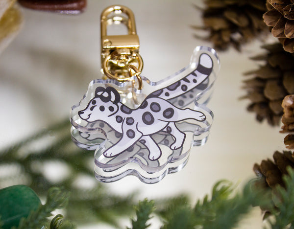 Steppy Snow Leopard Acrylic Keychain